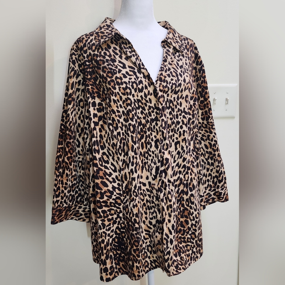 Gorgeous Lane Bryant Animal Print Button-up Blouse Women's Size 26